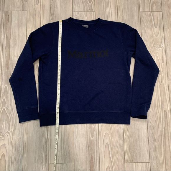 Marmot Navy Crewneck Sweatshirt (Size: Medium) [SLIGHT STAIN ON SLEEVE SEE PICS] - Picture 7 of 9
